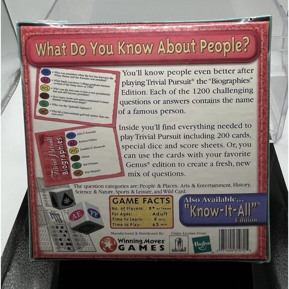 NEW Trivial Pursuit Game Expander Set Biographies Edition Vintage New Sealed - Picture 2 of 6